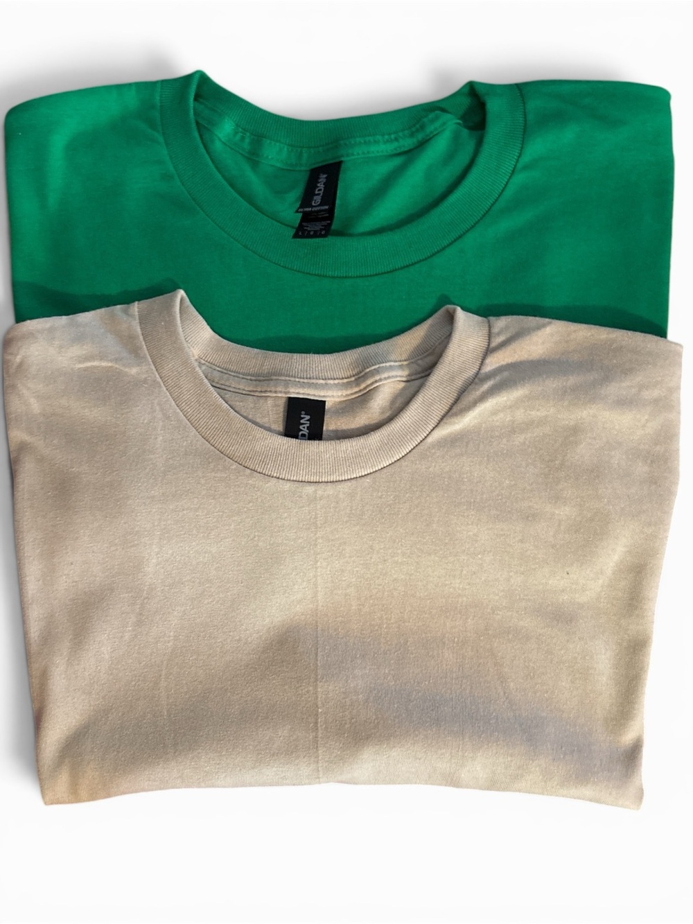 Green and Beige Crewneck T-Shirts - Pack of 2 NWOT 100% Cotton